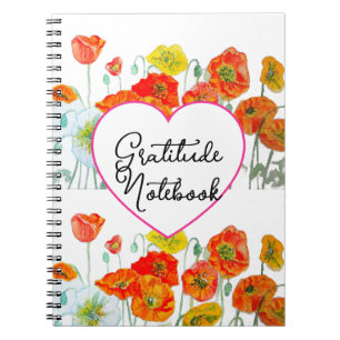 Carnet Coquelicot orange rouge Fleur Floral Gratitude