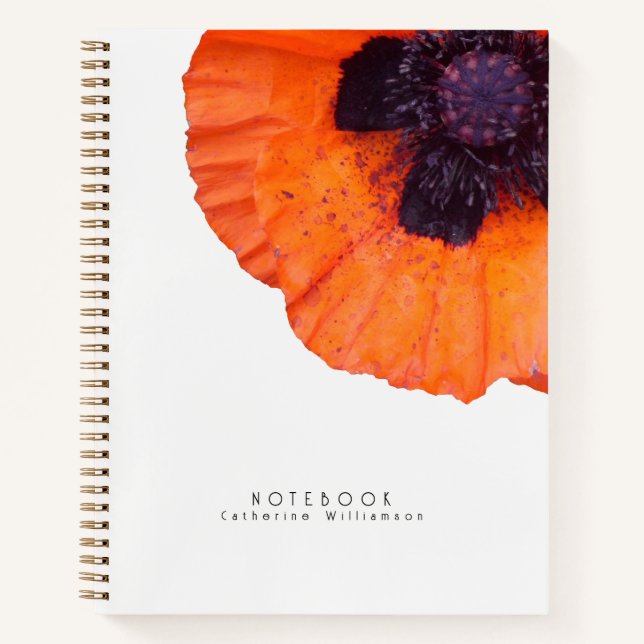 Carnet Coquelicot Rouge Orange Personnalisé (Devant)