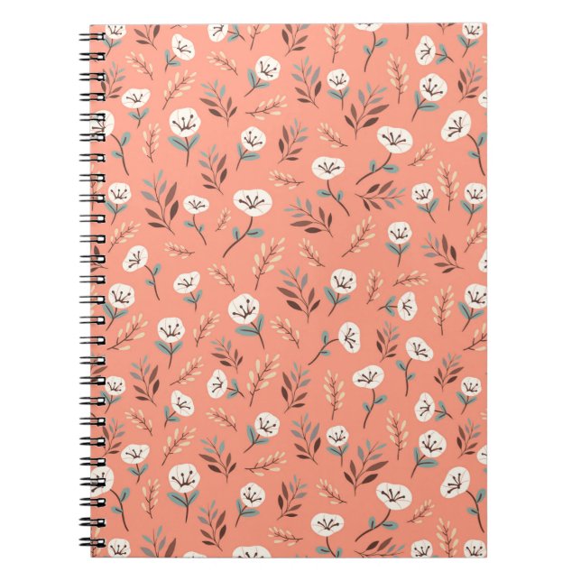 Carnet Coquelicots blancs sur une couverture rouge vibran (Devant)