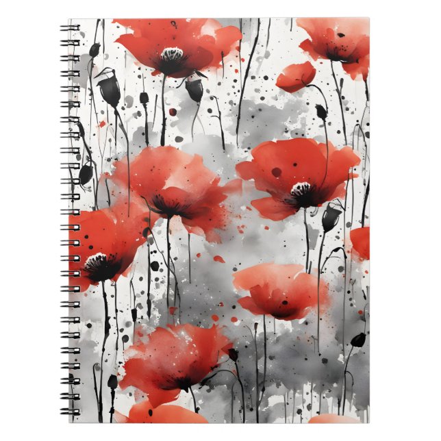 Carnet Coquelicots - Fleurs aquarelle (Devant)