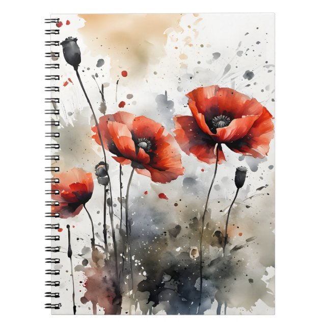 Carnet Coquelicots - Fleurs aquarelle (Devant)