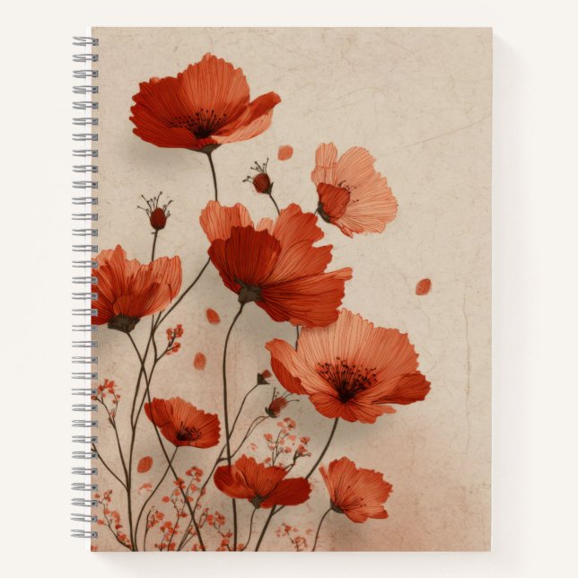 Carnet Coquelicots rouges. Spirale Deluxe  (Devant)