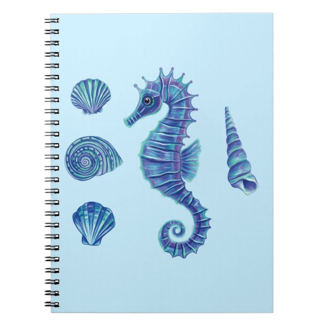 Carnet Coques de mer et de mer (bleu et turquoise) (Devant)