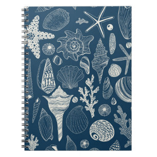 Carnet Coques de mer sur bleu foncé
