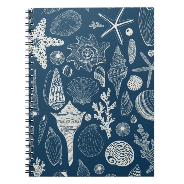 Carnet Coques de mer sur bleu foncé (Devant)