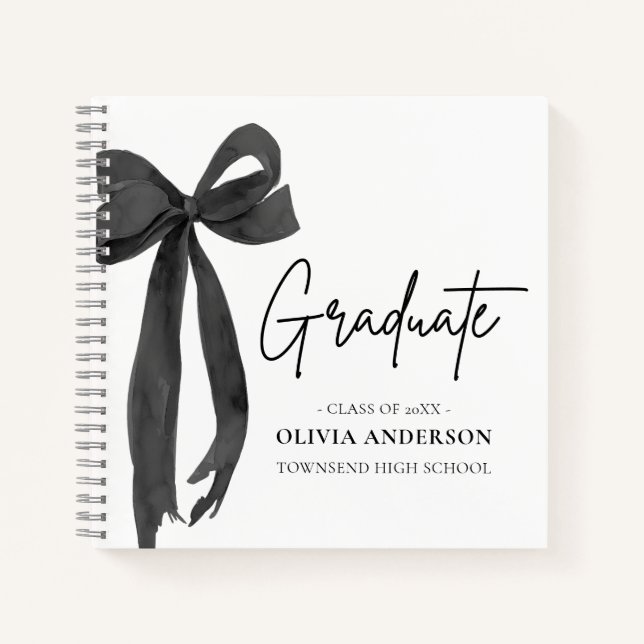 Carnet Coquette Black Bow moderne Graduate Graduate (Devant)