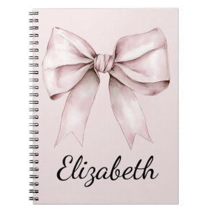 Carnet Coquette esthétique arc rose Nom personnalisé