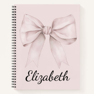 Carnet Coquette esthétique arc rose Nom personnalisé