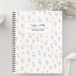 Carnet Coquette mignonne motif floral spirale