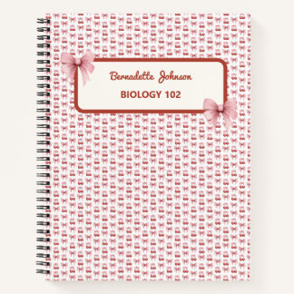 Carnet Coquette Pink Bow personnalisable Retour à l'école