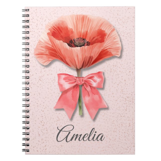 Carnet Coquette Poppy | Journal Floral Rose (Devant)