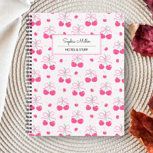 Carnet Coquette rose cerise avec arcs Monogramme
