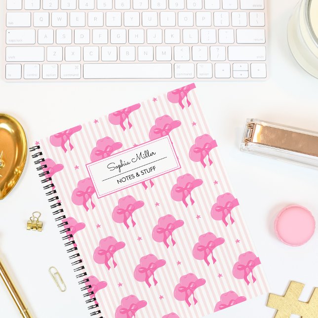 Carnet Coquette Rose Retro Casquette Avec Monogramme Bow (Créateur téléchargé)