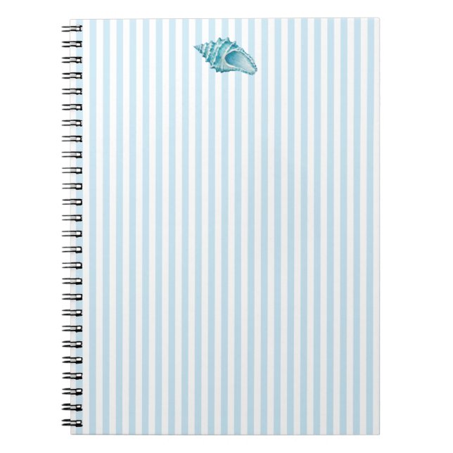 Carnet Coquillage Conque Nautique Rayure Bleue Prépa (Devant)