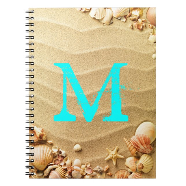 Carnet Coquillages de plage Hawaii Monogramme Note initia (Devant)