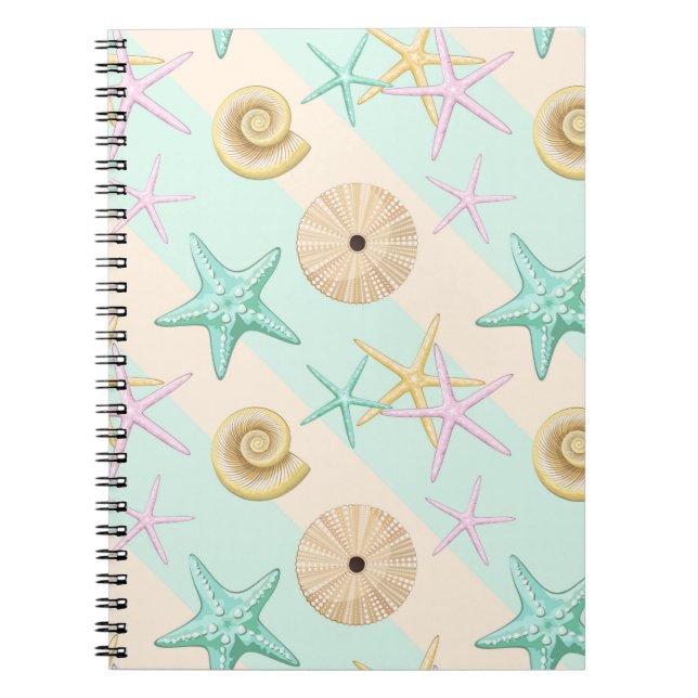 Carnet Coquillages Retro Pastel Sea Life (Devant)