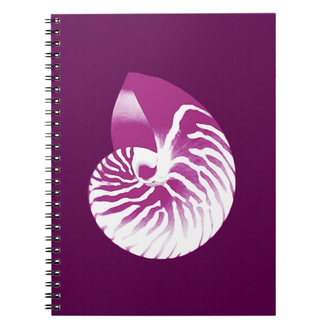 Carnet Coquille de Nautilus - aubergine violet et blanc (Devant)