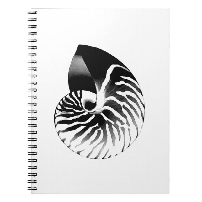 Carnet Coquille de Nautilus - noir, gris et blanc (Devant)