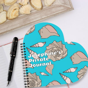 Carnet Coquilles de Buccin Illustrées Cœur Personnalisé