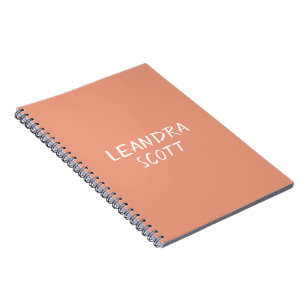 Carnet Corail de pêche solide minimaliste personnalisé