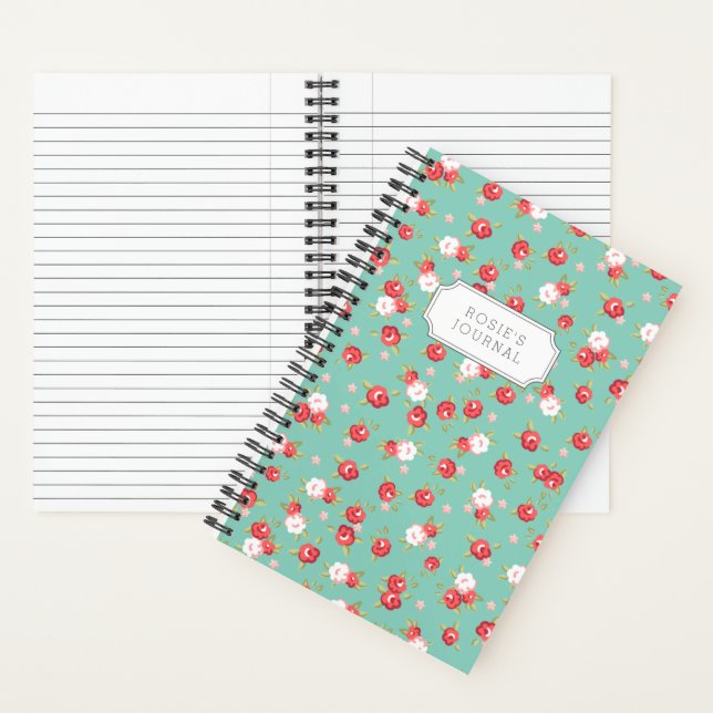 Carnet Corail et Aqua Dainty Floral Print (À l'intérieur)