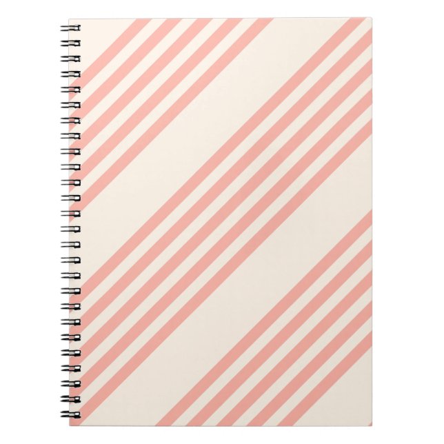 Carnet Corail et beige cinq rayures motif (Devant)