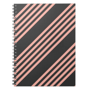 Carnet Corail et charbon de bois cinq bandes motif