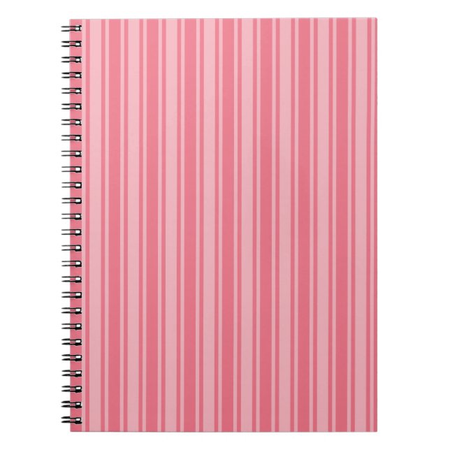 Carnet Coral rose bonbons rayures (Devant)