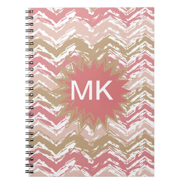 Carnet Coral Spice Scribble ZigZag Chevron Motif (Devant)