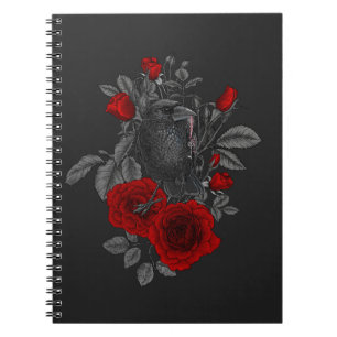 Carnet Corbeau avec la clé et les roses