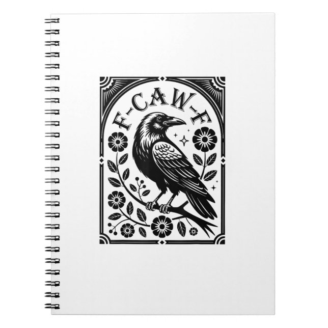 Carnet Corbeau, F-Caw-F Oiseau Drôle Graphique Esthétique (Devant)