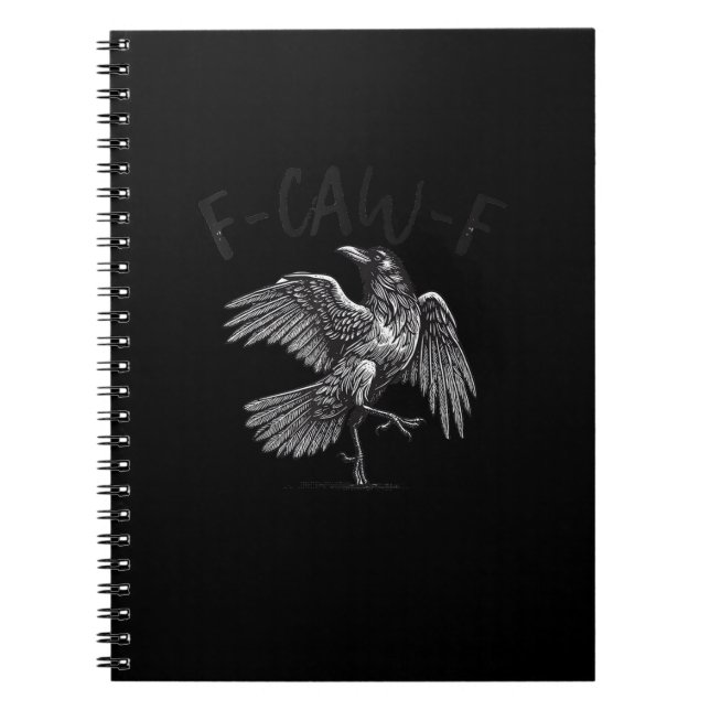 Carnet Corbeau, F-Caw-F Oiseau Drôle Graphique Rétro (Devant)