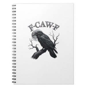 Carnet Corbeau, F-Caw-F Oiseau Drôle Lune Gothique Tri-Mé