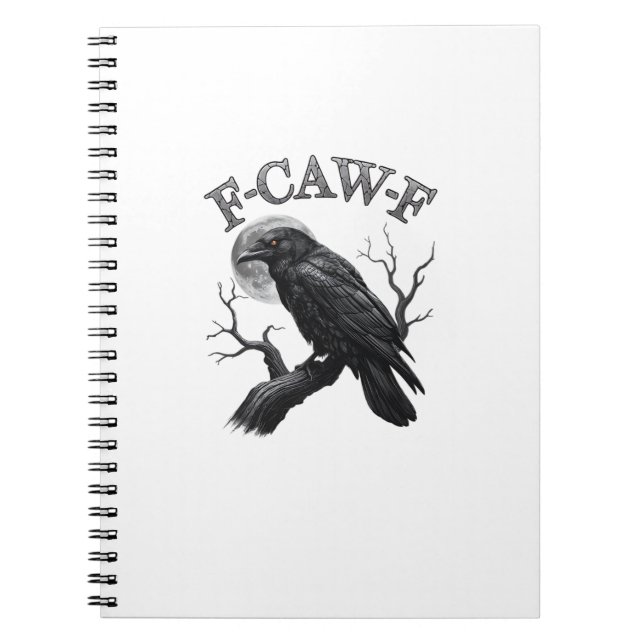 Carnet Corbeau, F-Caw-F Oiseau Drôle Lune Gothique Tri-Mé (Devant)