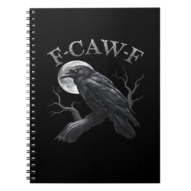 Carnet Corbeau F-Caw-F Oiseau Drôle Lune Rétro Classique (Devant)