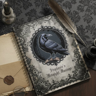 Carnet Corbeau Lunatique Gothique Académique Sombre Flora