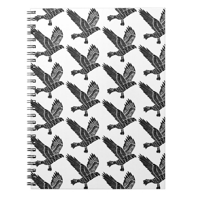 Carnet Corbeau noir et blanc Coupe Lino (Devant)