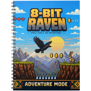 Carnet Corbeau, Pixel Art Rétro 8 Bits