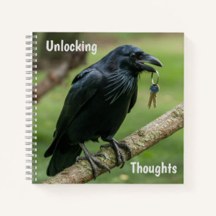Carnet Corbeau sur une branche avec clé