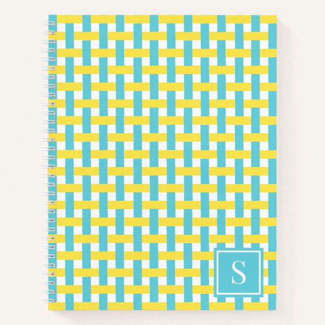 Carnet Corbeille Préparatoire – Monogramme Jaune et Turqu (Devant)