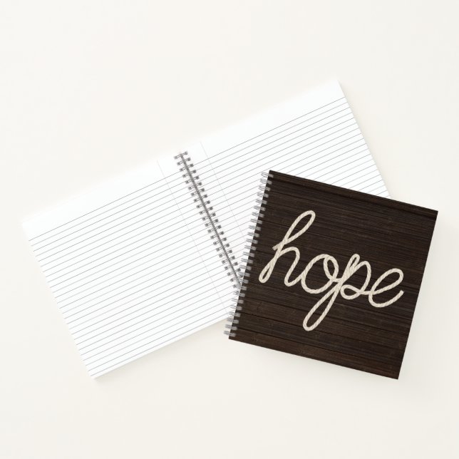 Carnet Corde HOPE sur bois foncé (Intérieur)
