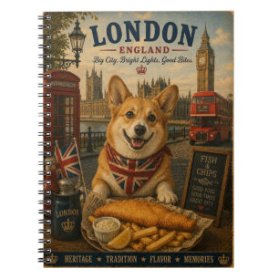 Carnet Corgi à Londres Art de Voyage Rétro