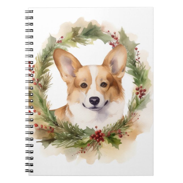 Carnet Corgi Christmas Wreath Festive Pup (Devant)