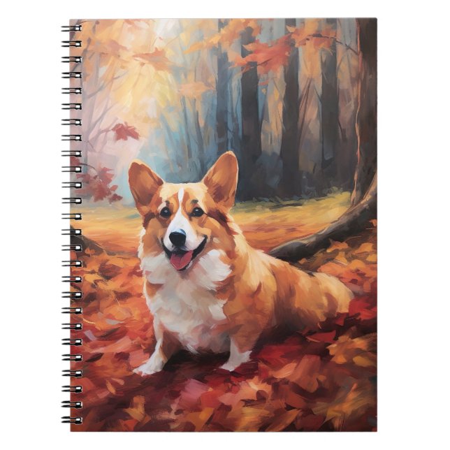 Carnet Corgi dans les feuilles d'automne inspire (Devant)