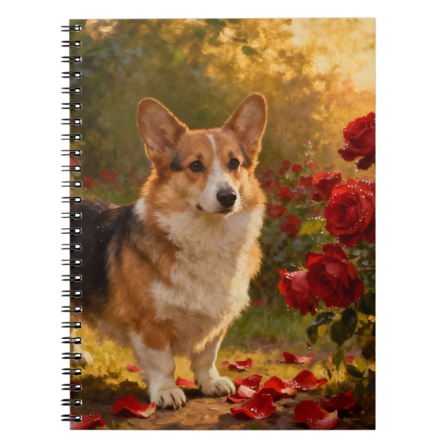 Carnet Corgi dans les Roses V (Devant)