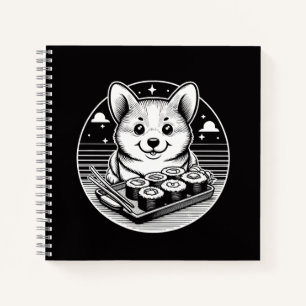 Carnet Corgi mignonne avec Sushi Kawaii Animaux