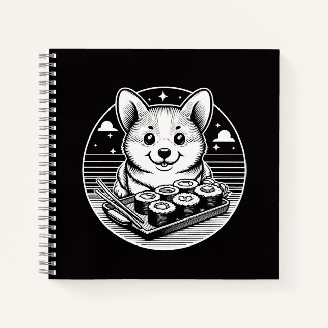 Carnet Corgi mignonne avec Sushi Kawaii Animaux (Devant)