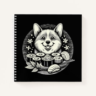 Carnet Corgi mignonne avec Sushi Kawaii Animaux