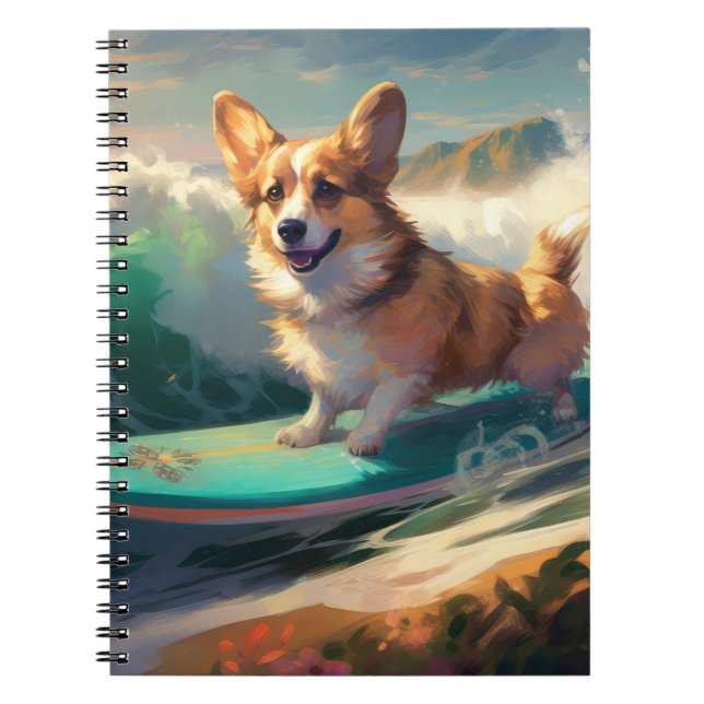 Carnet Corgi  Peinture Surf de plage (Devant)