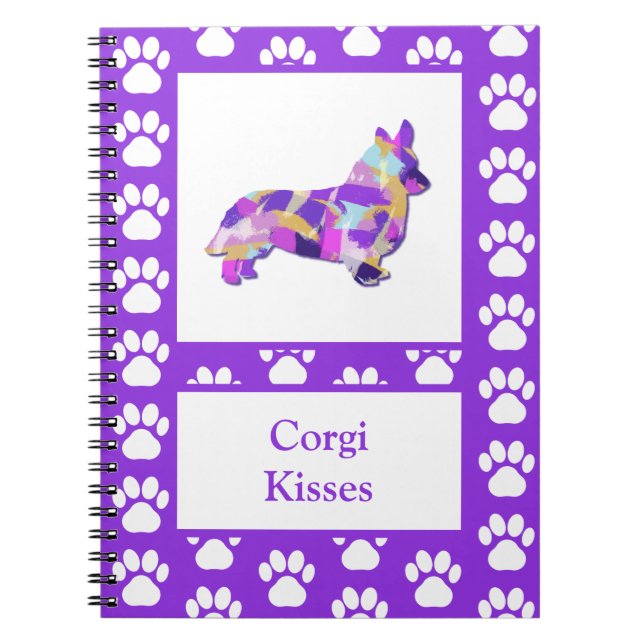 Carnet Corgi Welsh Baisers Chien Silhouette Purple PY&B (Devant)